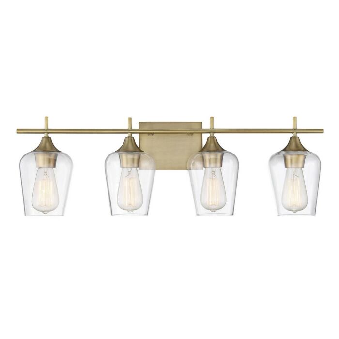 Savoy House Octave 4 Light Bathroom Vanity Light in Warm Brass