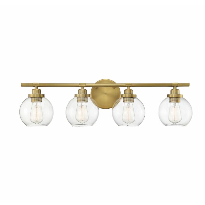 Savoy House Carson 4 Light Bathroom Vanity Light in Warm Brass