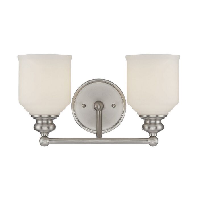 Savoy House Melrose by Brian Thomas 2 Light Bathroom Vanity Light in Satin Nickel