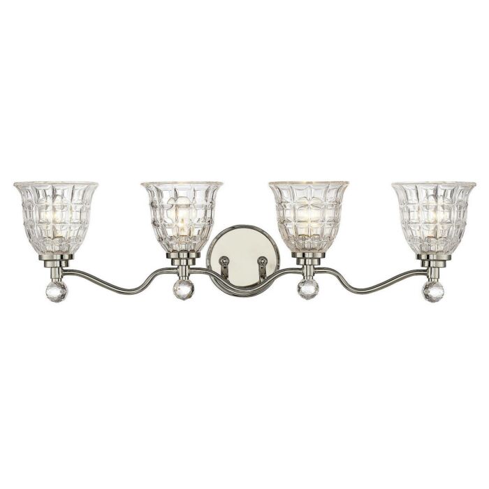 Savoy House Birone 4 Light Bathroom Vanity Light in Polished Nickel