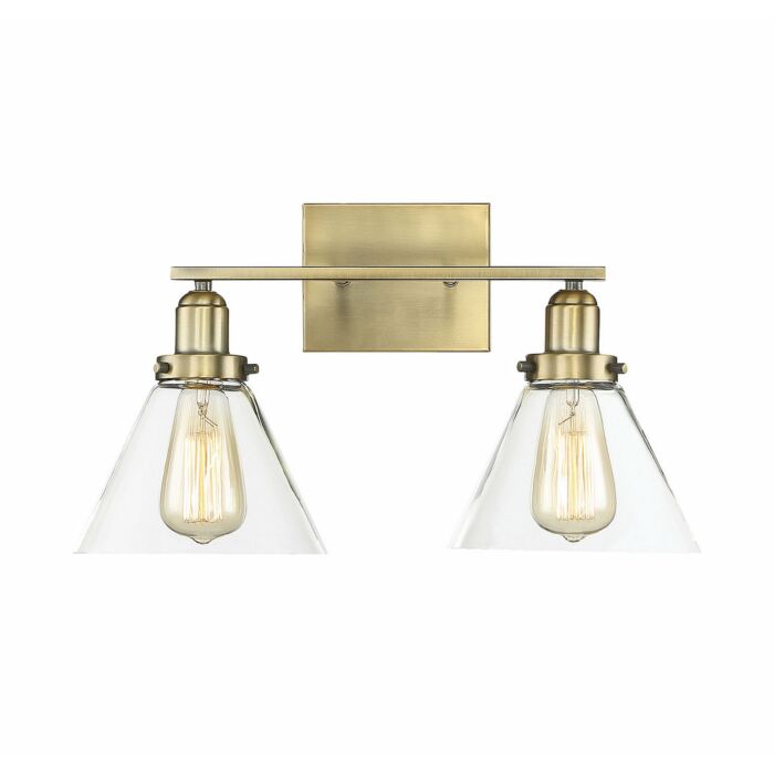 Savoy House Drake 2 Light Bathroom Vanity Light in Warm Brass