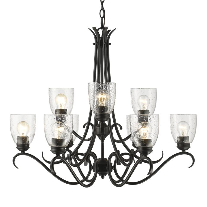 Golden Parrish 9 Light Chandelier in Black