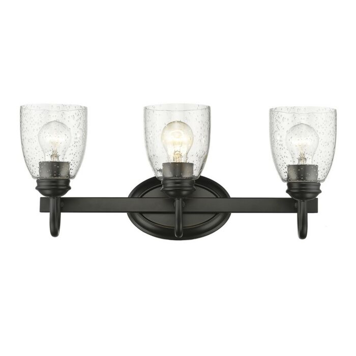 Golden Parrish 3 Light 21 Inch Bathroom Vanity Light in Black