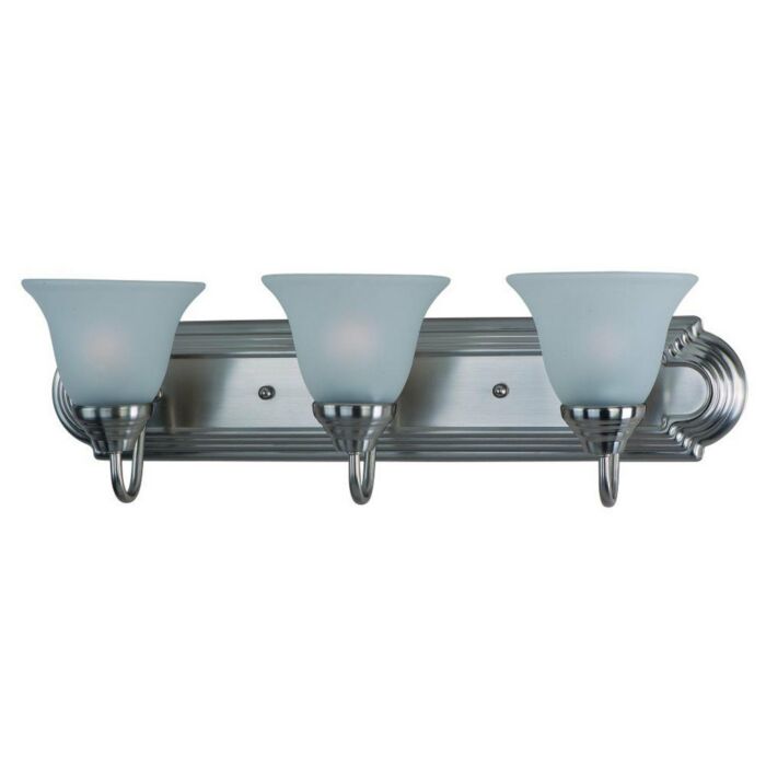 Maxim Lighting Essentials 3 Light Frosted Bathroom Vanity Light in Satin Nickel