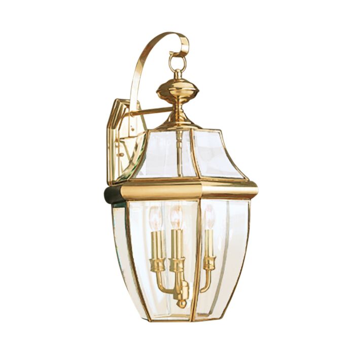 Sea Gull Lancaster 3 Light 23 Inch Outdoor Wall Light in Polished Brass