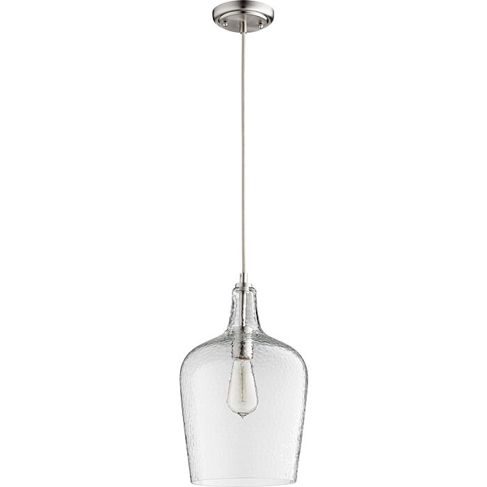 Quorum Transitional 9 Inch Pendant Light in Satin Nickel