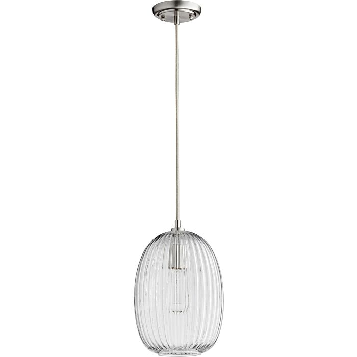 Quorum Transitional 9 Inch Pendant Light in Satin Nickel