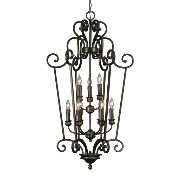 Golden Heartwood 9 Light Foyer Light in Burnt Sienna