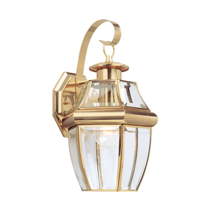 Sea Gull Lancaster 14 Inch Outdoor Wall Light in Polished Brass