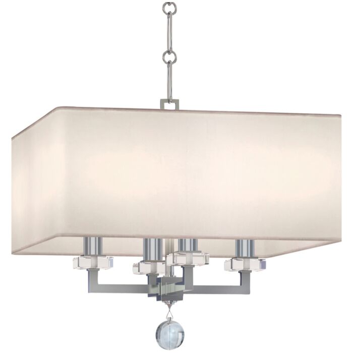 Crystorama Paxton 4 Light 15 Inch Modern Chandelier in Polished Nickel