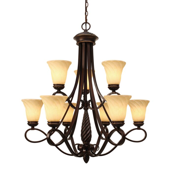 Golden Torbellino 9 Light Chandelier in Cordoban Bronze