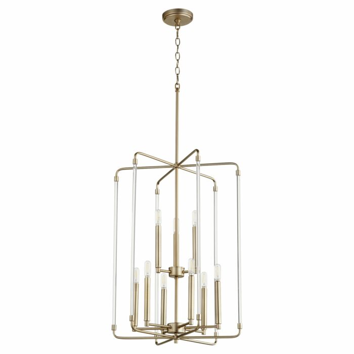 Quorum Optic 9 Light 20 Inch Foyer Light in Aged Brass