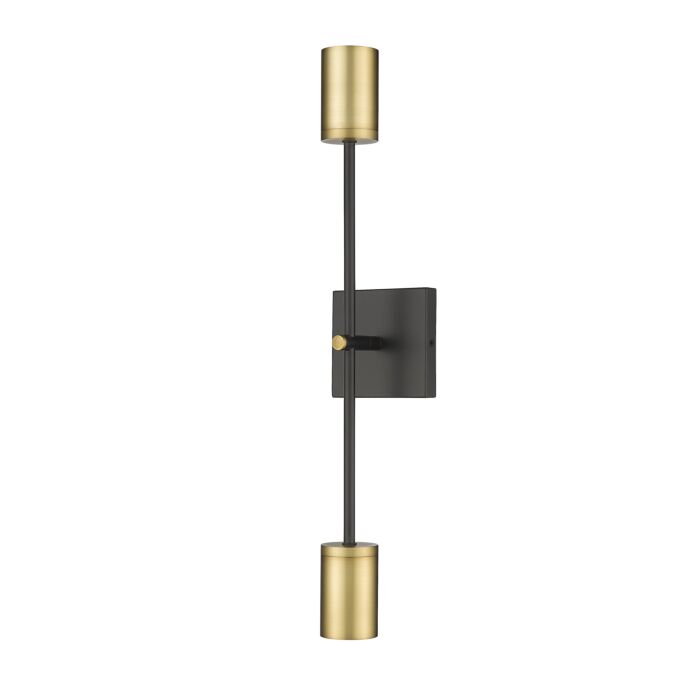 Z Lite Calumet 2 Light Wall Sconce In Matte Black With Olde Brass