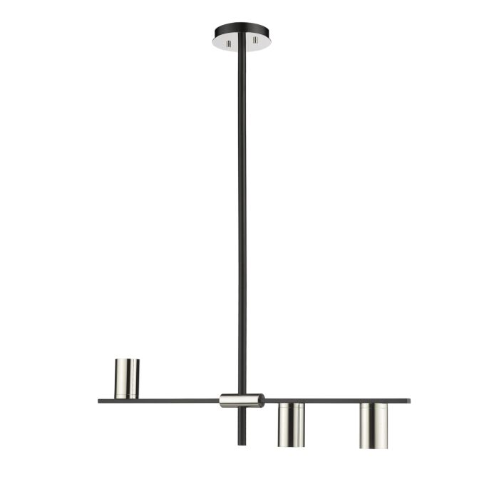 Z Lite Calumet 3 Light Chandelier In Mate Black With Polished Nickel