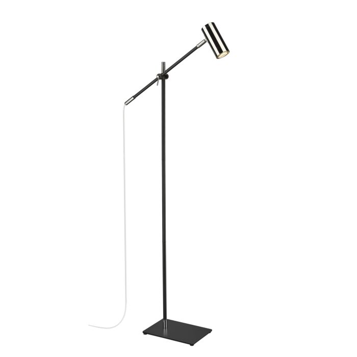 Z Lite Calumet 1 Light Floor Lamp Light In Matte Black With Polished Nickel