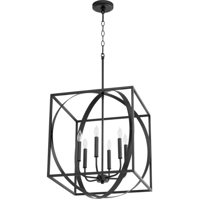Quorum Soft Contemporary 6 Light 18 Inch Pendant Light in Noir