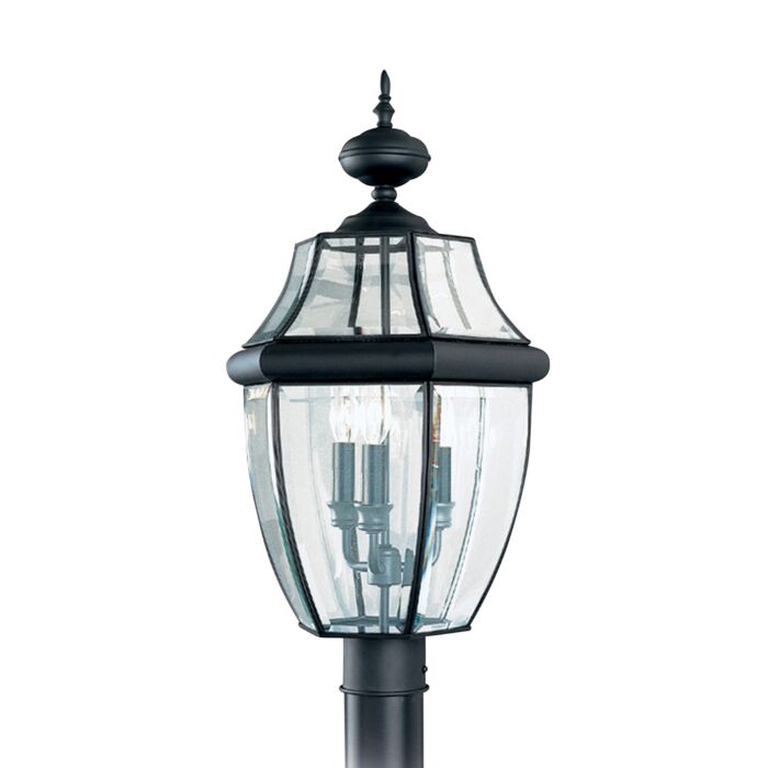Sea Gull Lancaster 3 Light 24 Inch Outdoor Post Light in Black