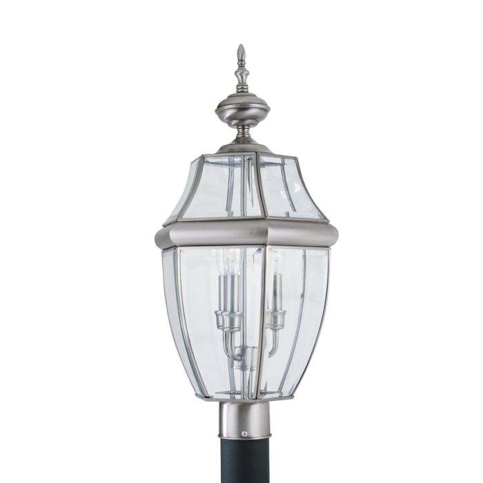 Sea Gull Lancaster 3 Light 24 Inch Outdoor Post Light in Antique Brushed Nickel