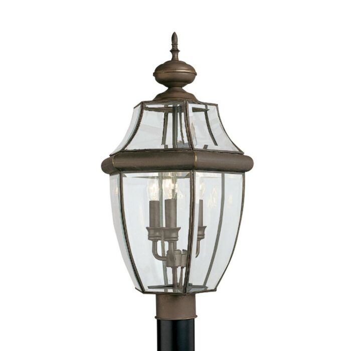 Sea Gull Lancaster 3 Light 24 Inch Outdoor Post Light in Antique Bronze