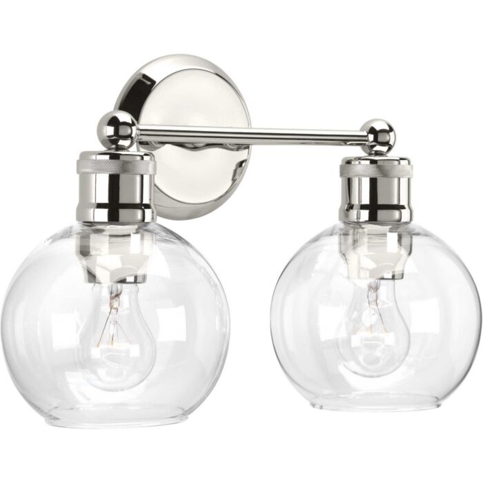 Hansford 2-Light Bathroom Vanity Light in Polished Nickel