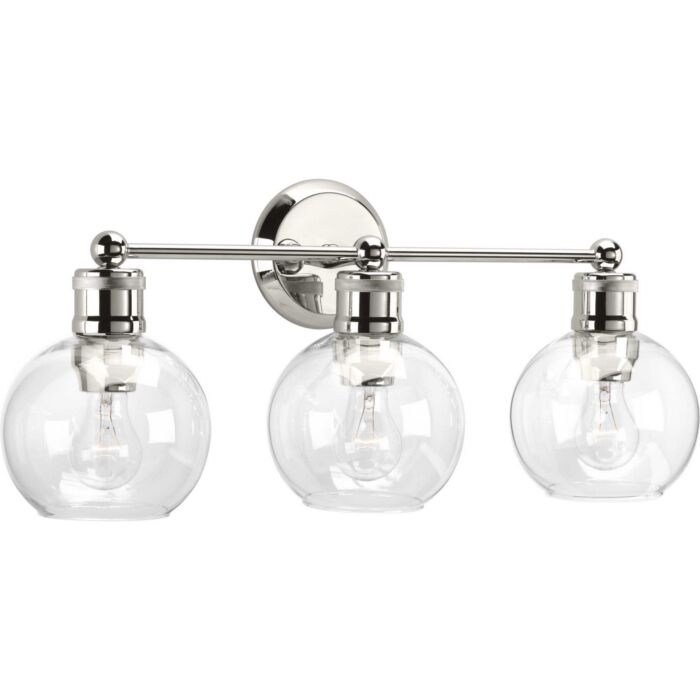 Hansford 3-Light Bathroom Vanity Light in Polished Nickel