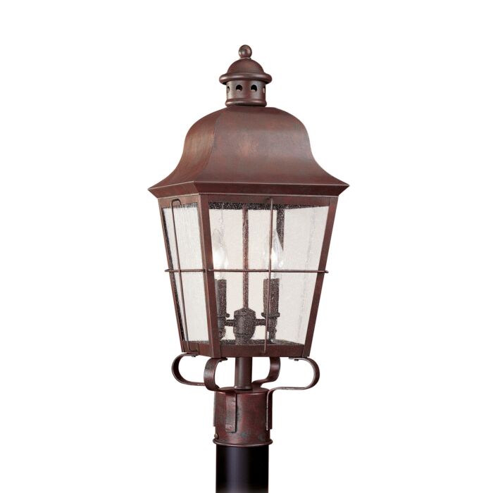 Sea Gull Chatham 2 Light 23 Inch Outdoor Post Light in Weathered Copper