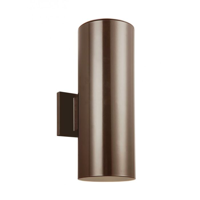 Sea Gull Cylinders 2 Light 14 Inch Outdoor Wall Light in Bronze