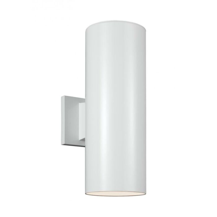 Sea Gull Cylinders 2 Light 18 Inch Outdoor Wall Light in White