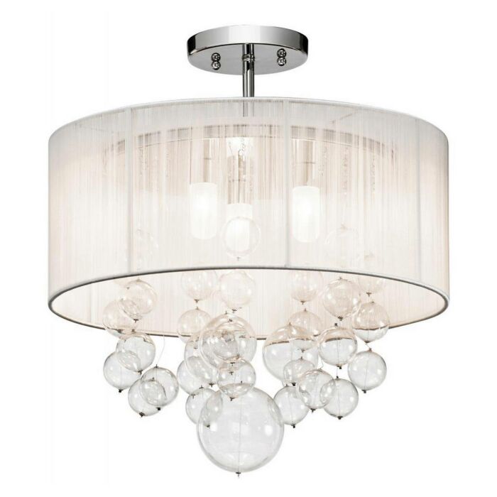 Elan Imbuia 18 Inch 3 Light Bubble Glass Semi Flush in Chrome