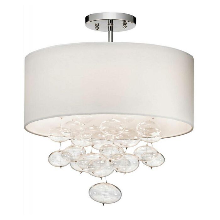 Elan Piatt 18.6 Inch 3 Light Semi Flush in Chrome with White Shade