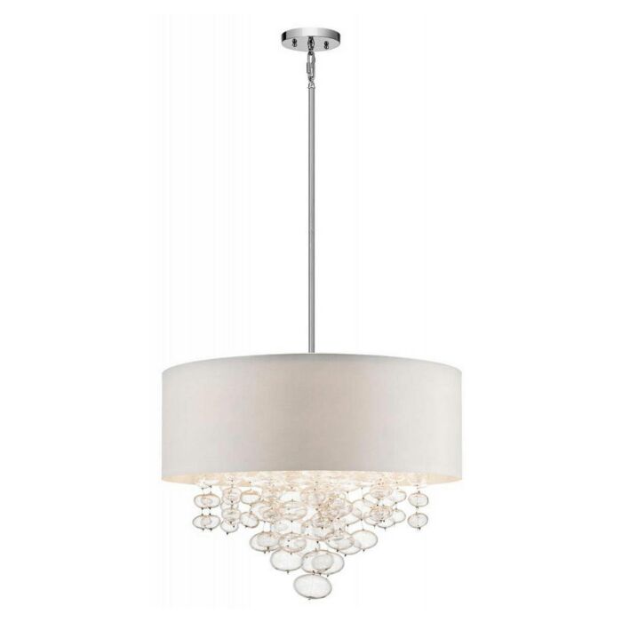 Elan Piatt 17.6 Inch 5 Light Drum Pendant in Chrome with White Shade