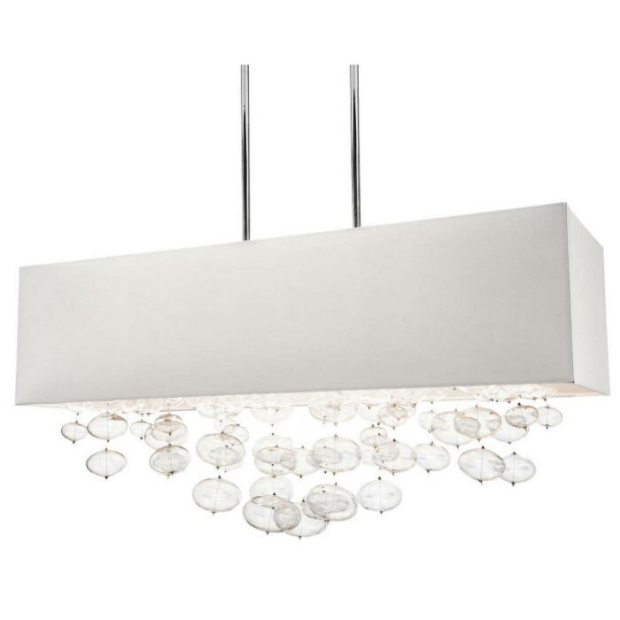 Elan Piatt 32 Inch 6 Light Pendant in Chrome with White Shade