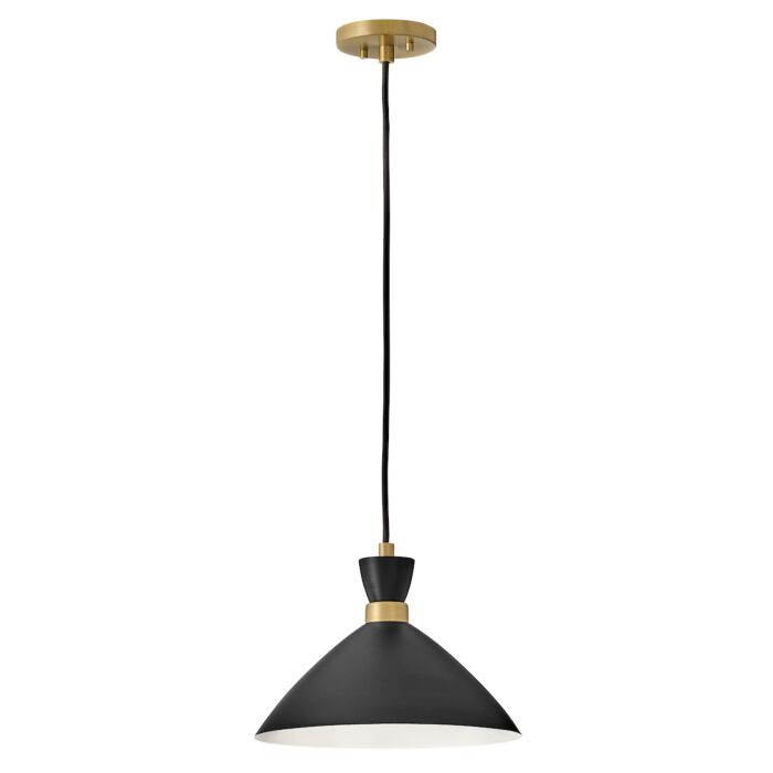 Lark Simon Pendant Light in Black with Heritage Brass accents