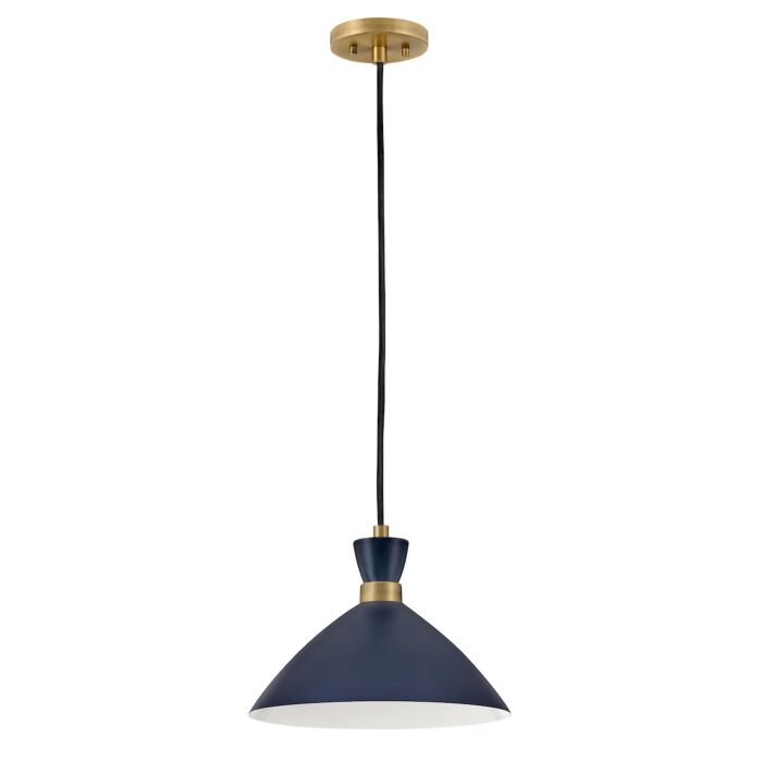 Lark Simon Pendant Light in Matte Navy with Heritage Brass accents