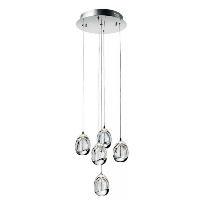 Elan Lavinia 12.25 Inch 5 Light Round Crystal Pendant in Chrome
