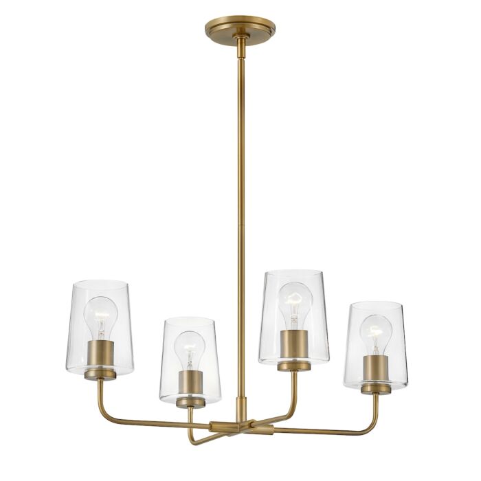 Lark Kline 4 Light Chandelier in Lacquered Brass