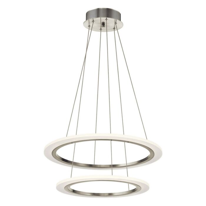 Elan Hyvo 25 Inch LED 2 Ring Modern Pendant Light in Brushed Nickel