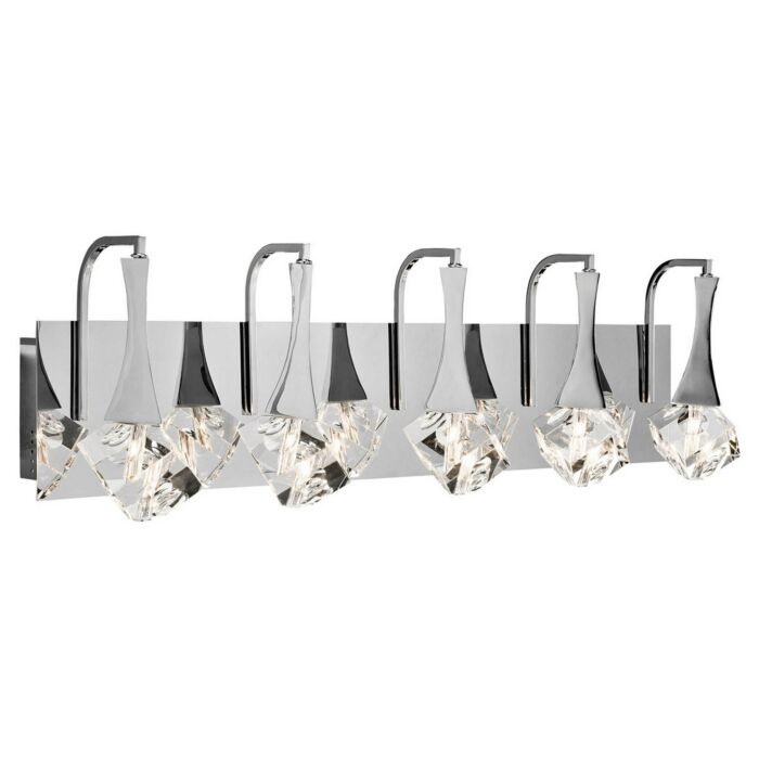 Elan Rockne 32 Inch 5 Light LED K9 Crystal Bathroom Vanity Light in Chrome