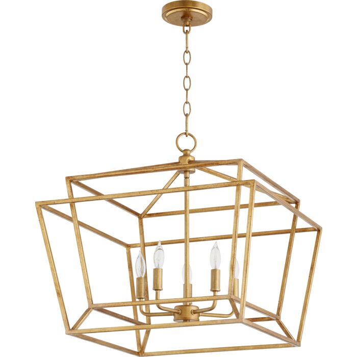 Quorum Monument 5 Light 20 Inch Dinette & Breakfast Chandelier in Gold Leaf