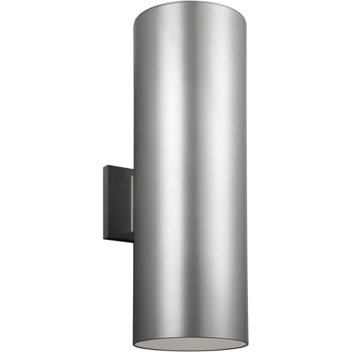 Sea Gull Cylinders 2 Light 18 Inch Outdoor Wall Light in Painted Brushed Nickel
