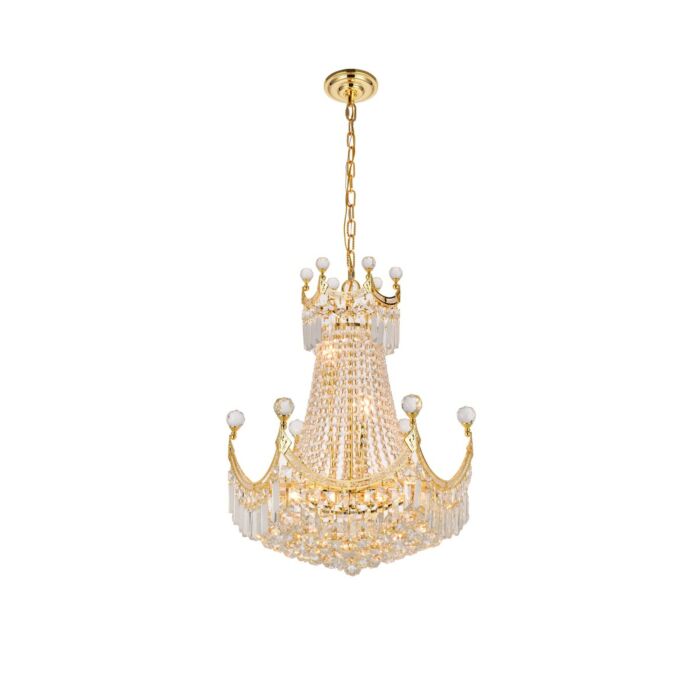Corona 9-Light Chandelier in Gold