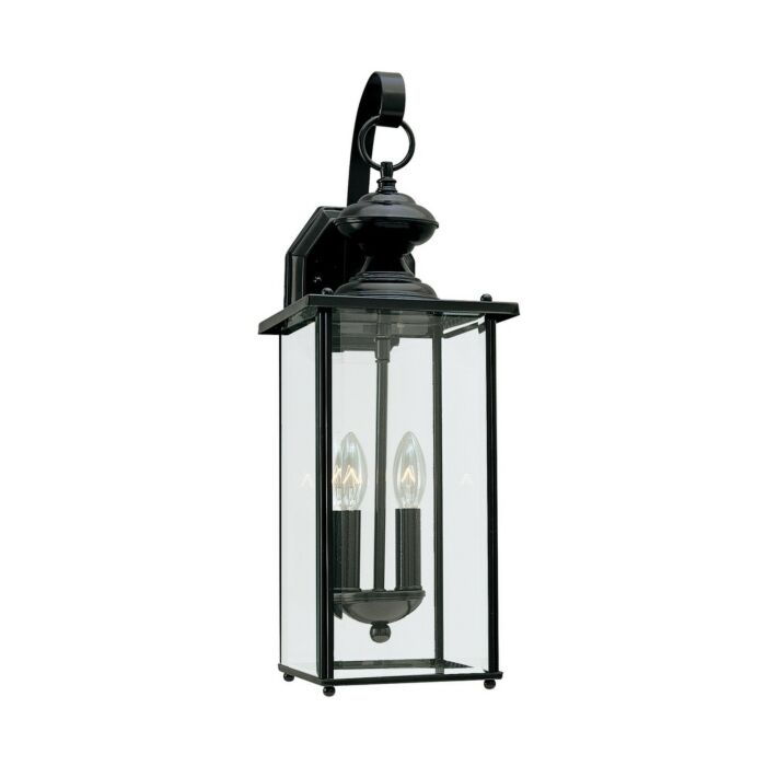 Sea Gull Jamestowne 2 Light 20 Inch Outdoor Wall Light in Black