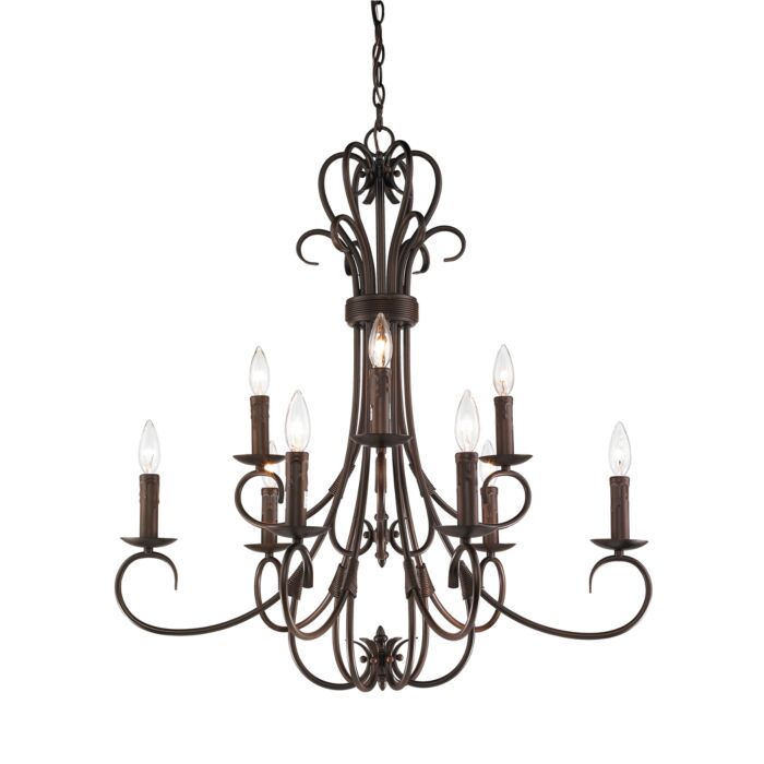 Golden Lighting Homestead 2 Tier 9 Light Candelabra Chandelier in Rubbed Bronze