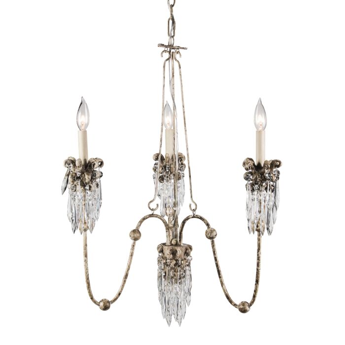 Venetian 3-Light Mini Chandelier in Hand-painted beige patina