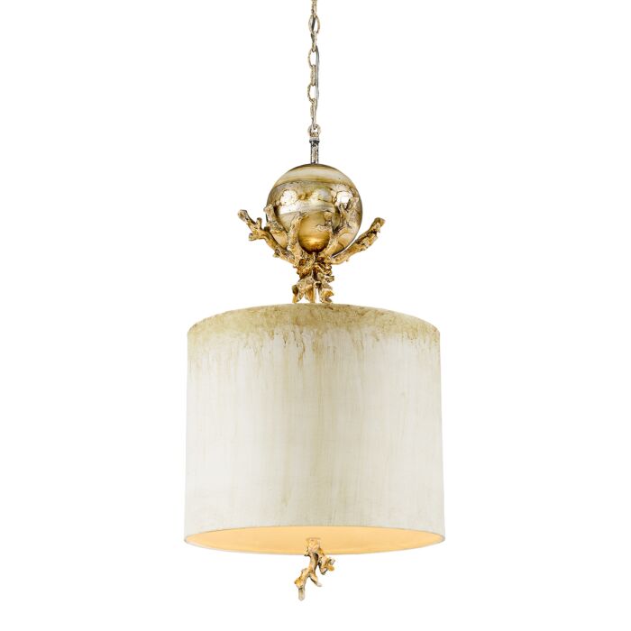 Trellis 1-Light Pendant in Putty Patina and Silver Leaf
