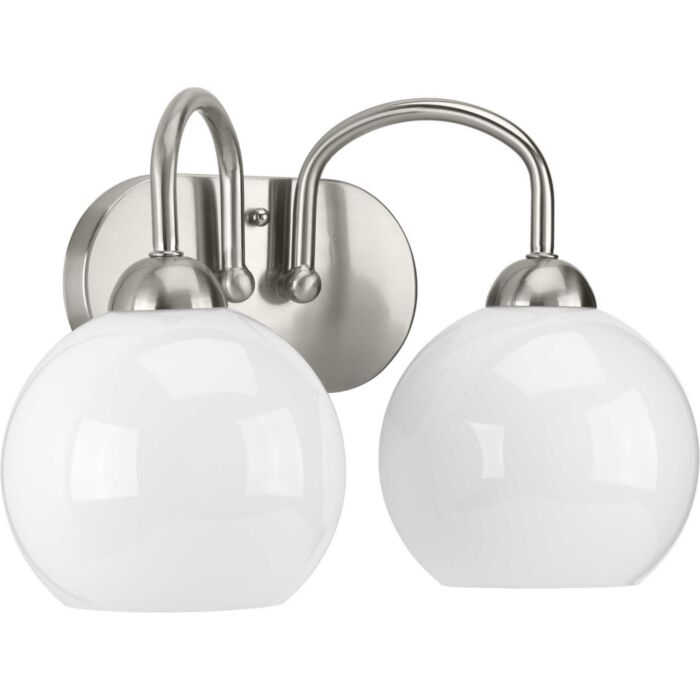 Carisa 2-Light Bathroom Vanity Light in Brushed Nickel