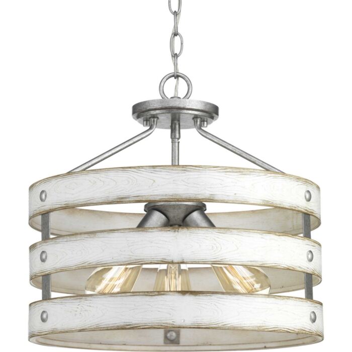 Gulliver 3-Light Semi-Flush Convertible in Galvanized Finish