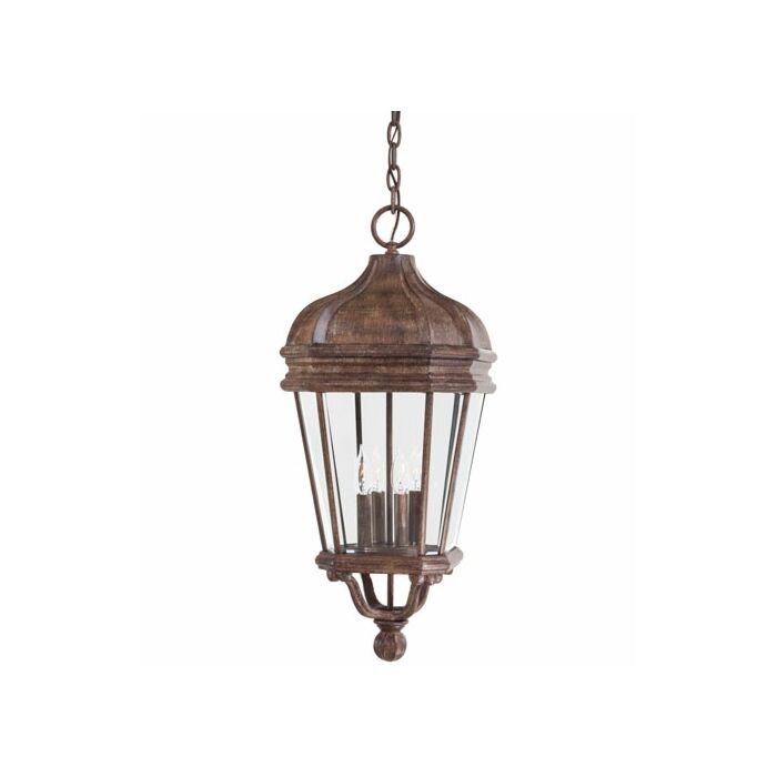 The Great Outdoors Harrison 4 Light 29 Inch Outdoor Hanging Light in Vintage Rust