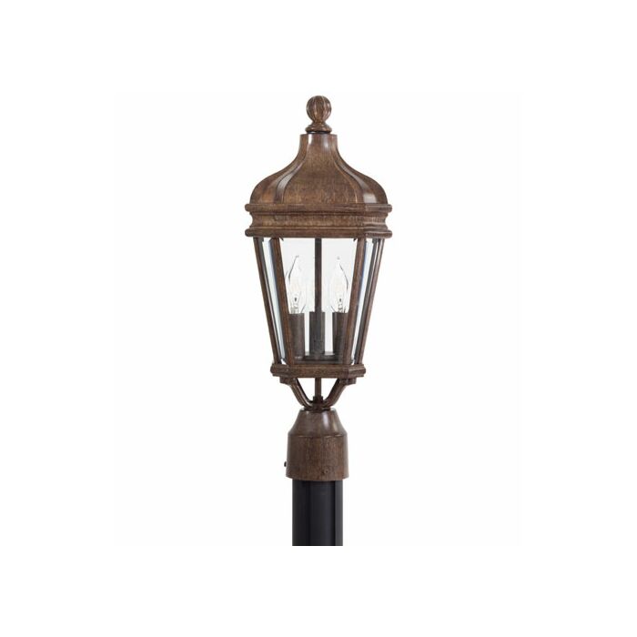 The Great Outdoors Harrison 3 Light 20 Inch Outdoor Post Light in Vintage Rust