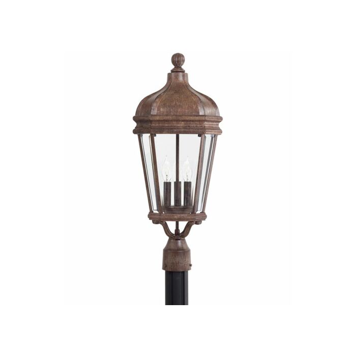 The Great Outdoors Harrison 3 Light 26 Inch Outdoor Post Light in Vintage Rust